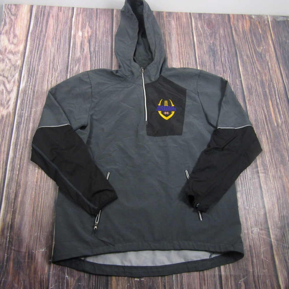 X-Grain Pullover Jacket Mens M Gray Mesa Jackrabbits 1/4 Zip Hooded Windbreaker
